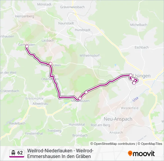 S-Bahn 62: карта маршрута