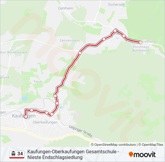 S-Bahn 34: карта маршрута