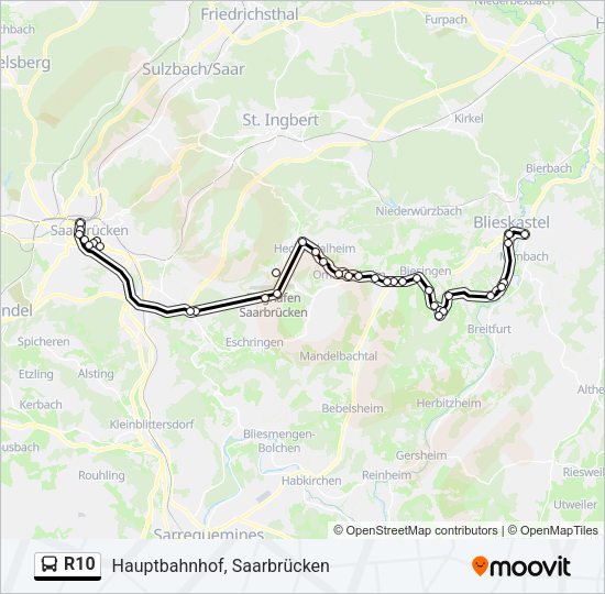 R10 Bus Line Map