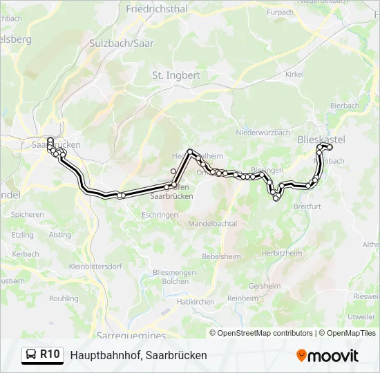 R10 Bus Line Map
