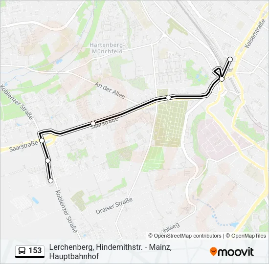 153 Bus Line Map