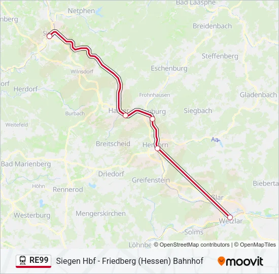 Bahnlinie RE99 Karte