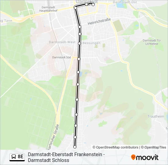 8E Bus Line Map