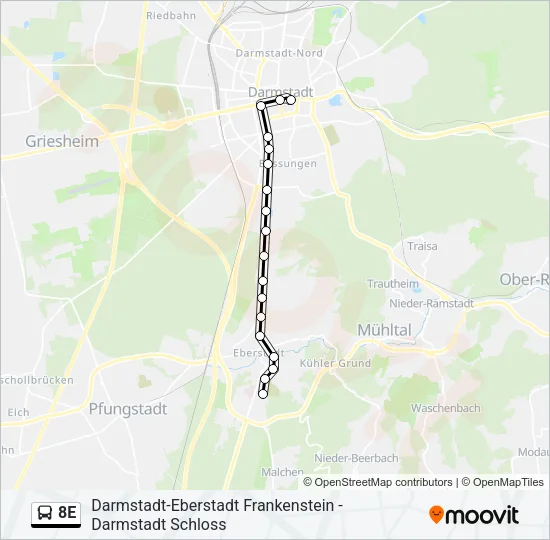 8E Bus Line Map