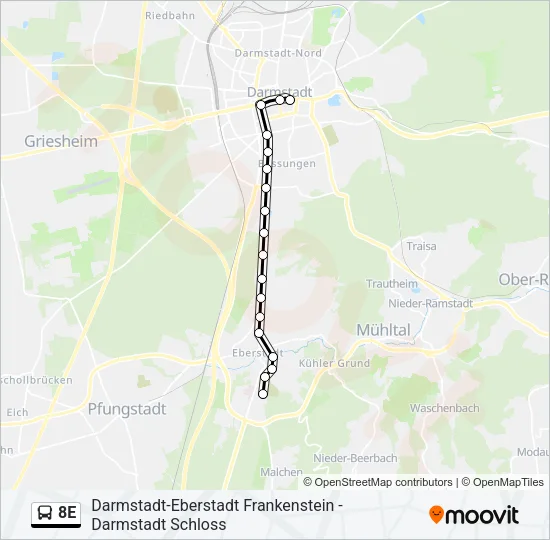 8E Bus Line Map