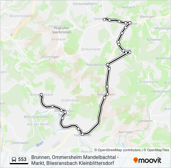 Buslinie 553 Karte