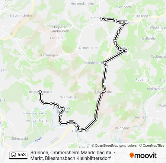 553 Bus Line Map