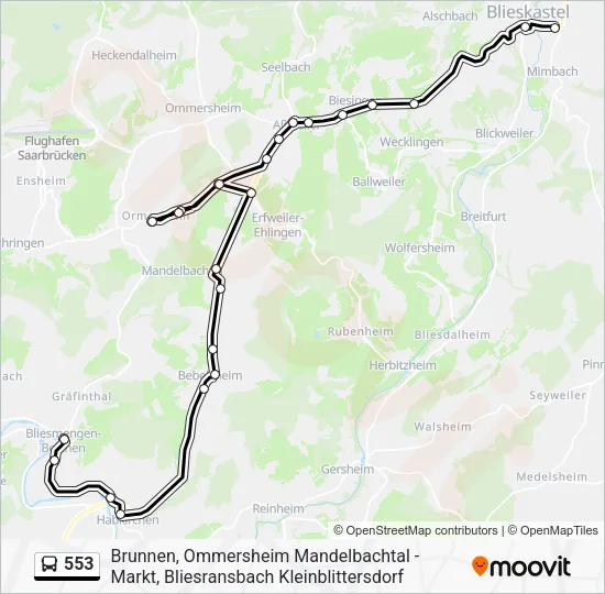 553 Bus Line Map
