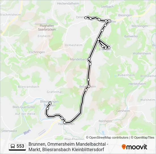 553 Bus Line Map