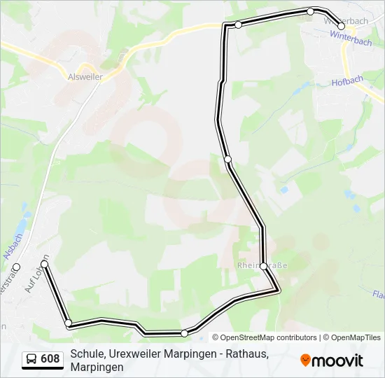 608 Bus Line Map