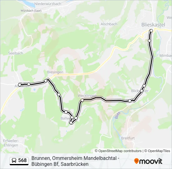 568 Bus Line Map