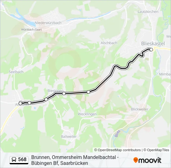 568 Bus Line Map