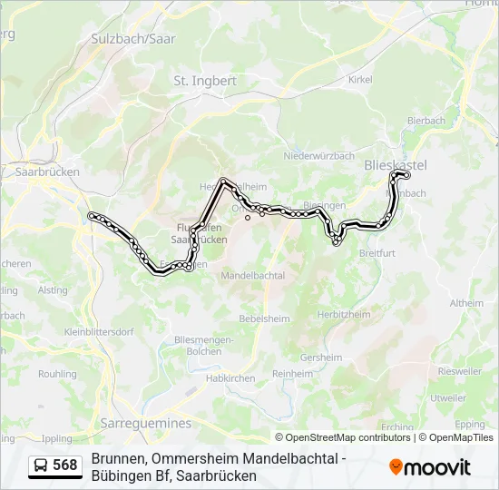 568 Bus Line Map