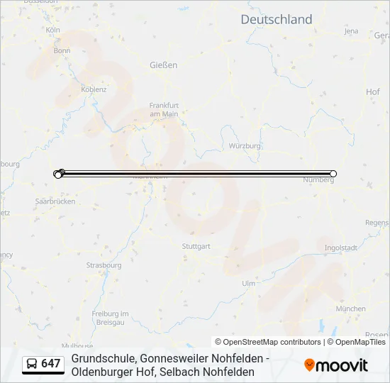 647 Bus Line Map