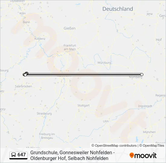 647 Bus Line Map