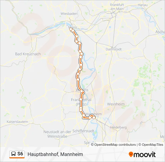 Автобус S6: карта маршрута