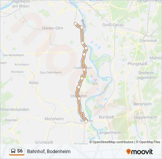 S6 Bus Line Map