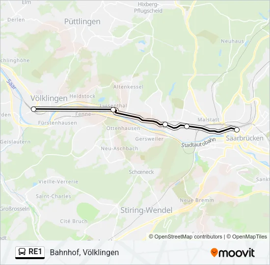Buslinie RE1 Karte
