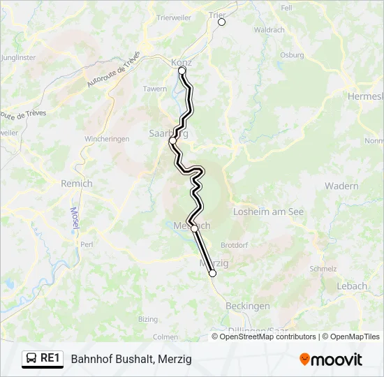 RE1 Bus Line Map