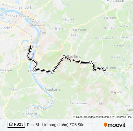 Buslinie RB23 Karte
