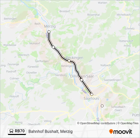 RB70 Bus Line Map
