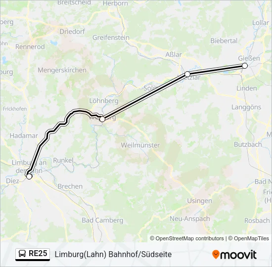 RE25 Bus Line Map