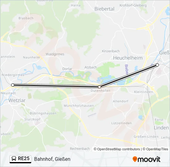 RE25 Bus Line Map