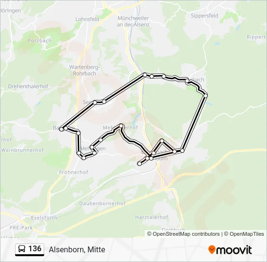 136 Bus Line Map