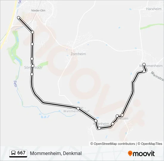667 Bus Line Map
