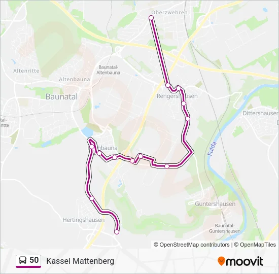 Автобус 50: карта маршрута