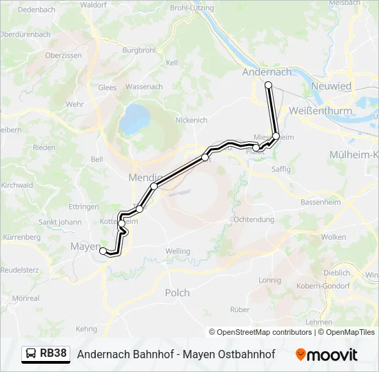 RB38 Bus Line Map