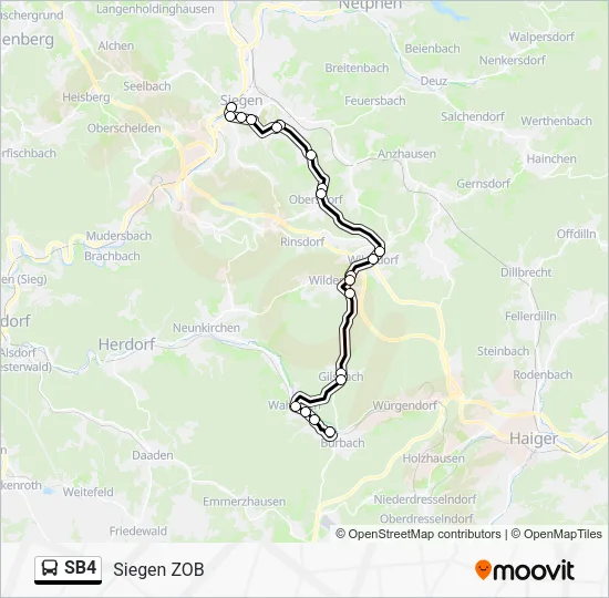 Автобус SB4: карта маршрута