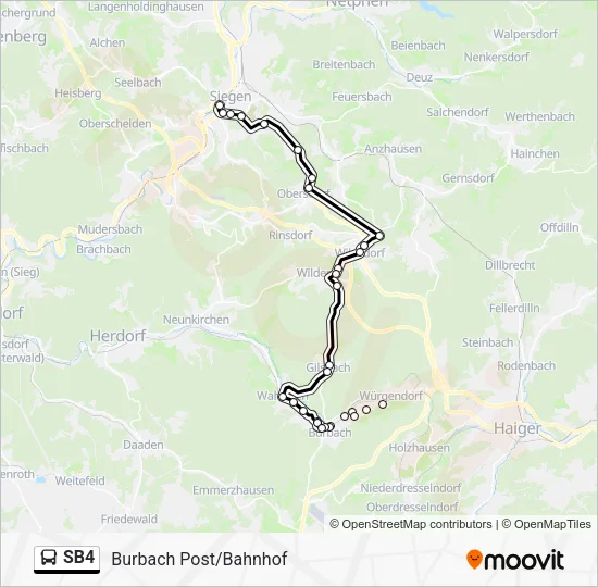 Автобус SB4: карта маршрута