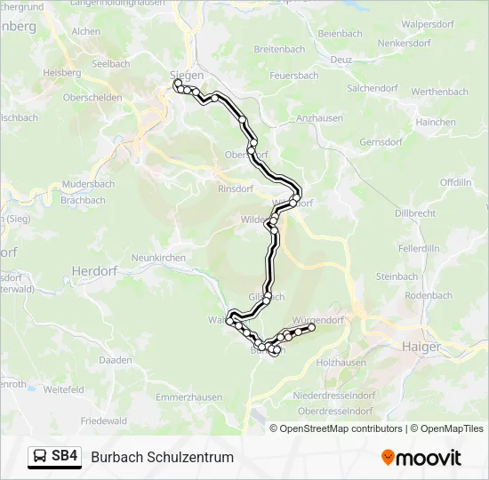 Автобус SB4: карта маршрута