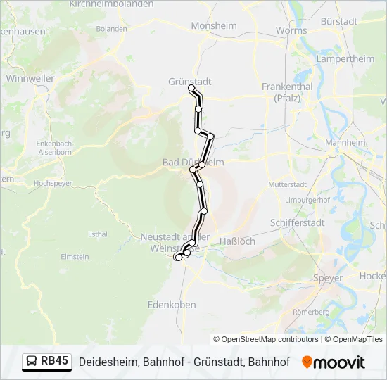 RB45 Bus Line Map