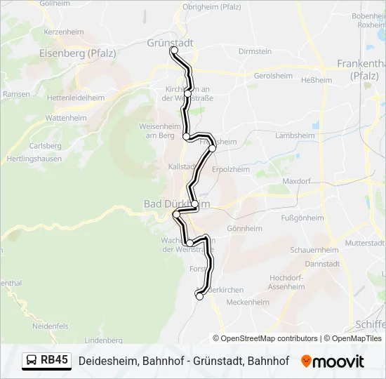 RB45 Bus Line Map