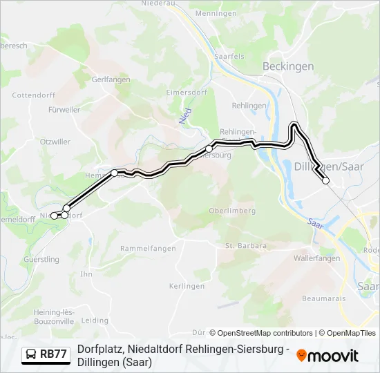 RB77 Bus Line Map
