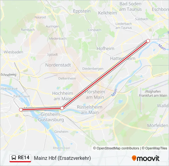 RE14 Bus Line Map