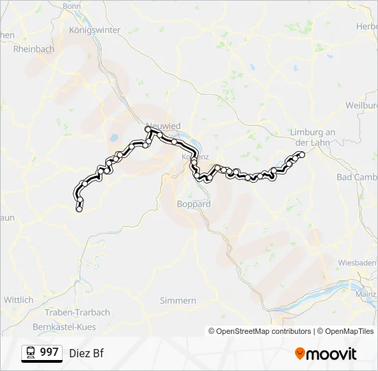 Поезд 997: карта маршрута
