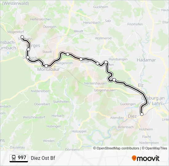 Поезд 997: карта маршрута