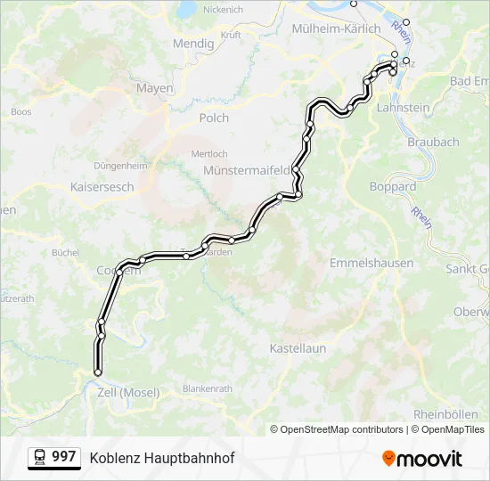Поезд 997: карта маршрута