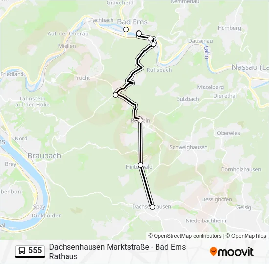 Автобус 555: карта маршрута