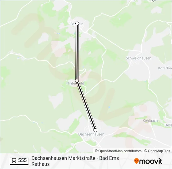 Автобус 555: карта маршрута