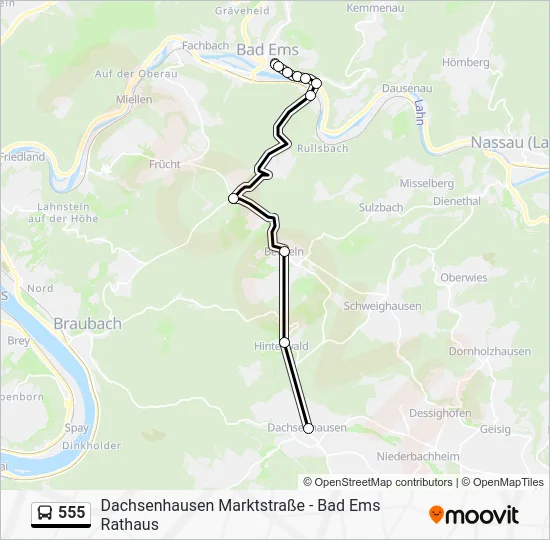 Автобус 555: карта маршрута