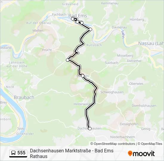 Автобус 555: карта маршрута