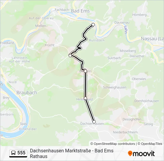 Автобус 555: карта маршрута