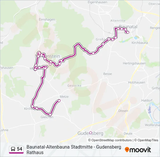54 Bus Line Map
