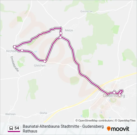 54 Bus Line Map