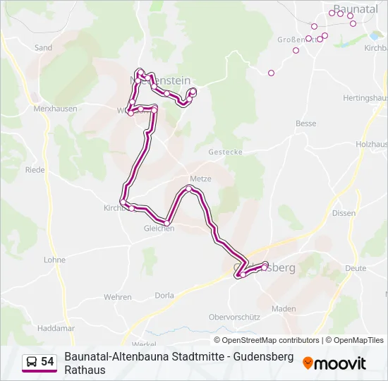 54 Bus Line Map