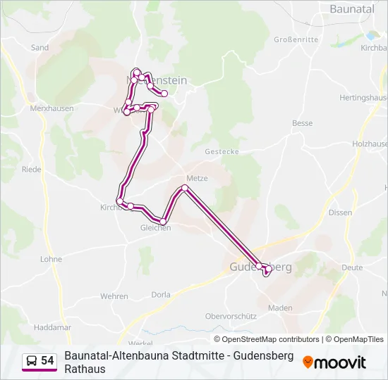 54 Bus Line Map